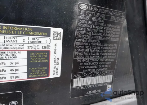 2019 Land Rover Range Rover 3.0L V6 Supercharged Hse from USA, damaged, VIN SALGS2SV0KA525708